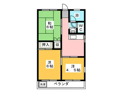 四季ハイツ(3DK/2階)の間取り写真