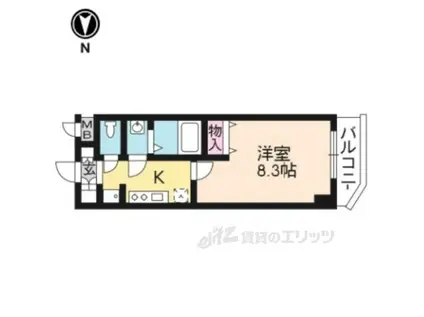 グラマシー京都(1K/3階)の間取り写真