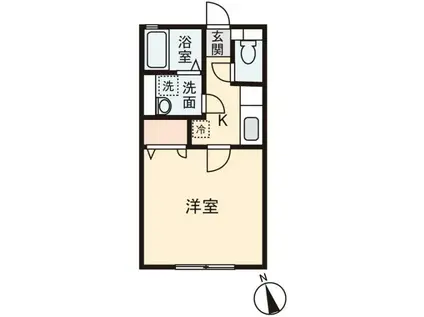 ウエストコート(1K/1階)の間取り写真