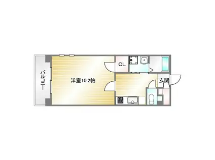 アーバンヴィレッジ兵庫エスタシオン(1DK/3階)の間取り写真