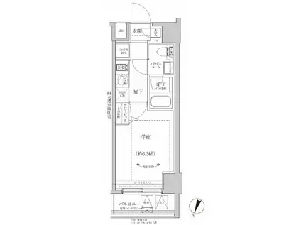 RELUXIA横濱元町(1K/2階)の間取り写真