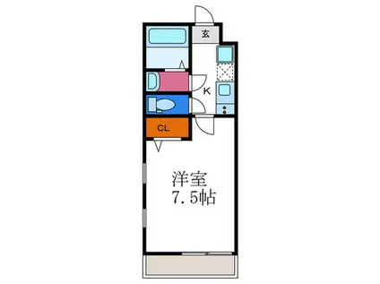  アークリード洛北II(1K/4階)の間取り写真