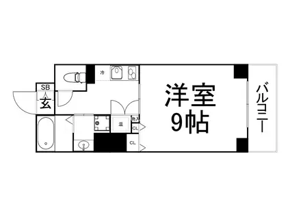 クレアート大手前グランアクシア(1K/4階)の間取り写真