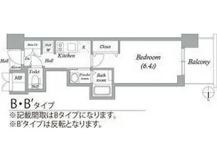 平安通クチュール(1K/11階)の間取り写真
