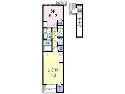 カーサ アウローラ(1LDK/2階)の間取り写真