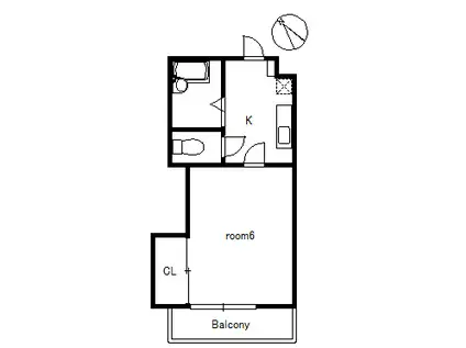 ファミール南(1K/2階)の間取り写真