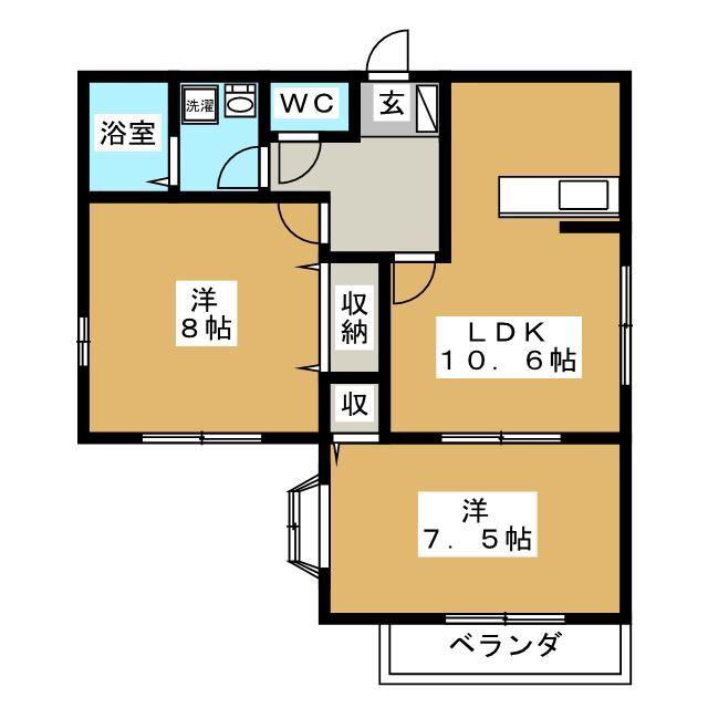 セジュール狩場(2LDK/2階)の間取り写真