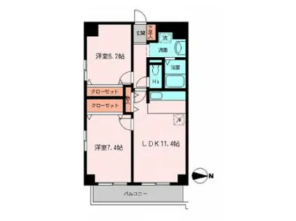 ドゥエル木場公園(2LDK/8階)の間取り写真