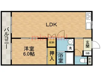 シャトー芥川(1LDK/3階)の間取り写真