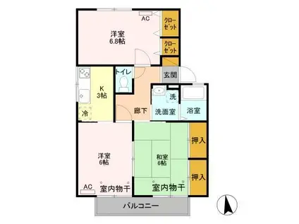 ヴェルジェI(3K/2階)の間取り写真