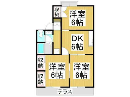 開沖ライブタウンB(3DK/1階)の間取り写真