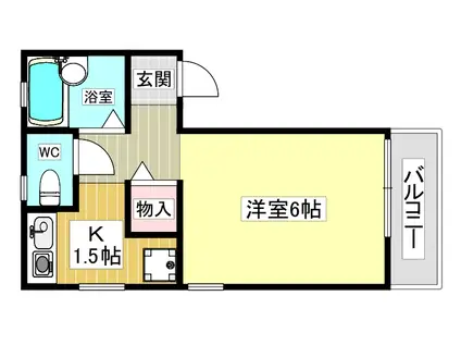 パセオ久保田(1K/2階)の間取り写真