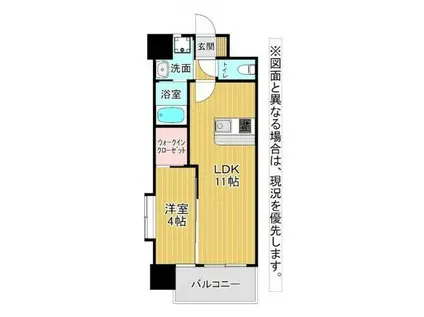 ONE PROJECT三萩野(1LDK/4階)の間取り写真