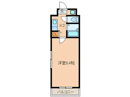 エルグランド室見(1K/8階)の間取り写真