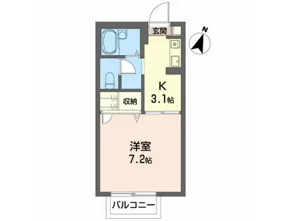 ジュネス古高山II(1K/2階)の間取り写真