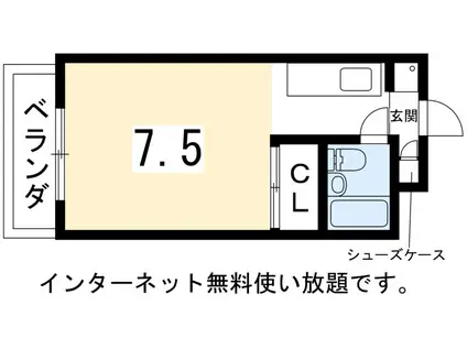 叡山電鉄叡山本線 茶山・京都芸術大学駅 徒歩2分 4階建 築42年(1K/1階)の間取り写真