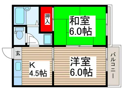 リトルグリーンハイツ(2K/2階)の間取り写真