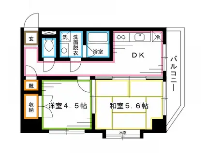 アーサメイジャー(2DK/5階)の間取り写真