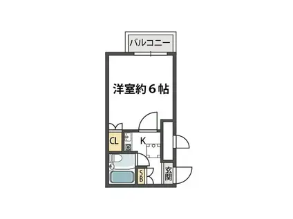 神戸リブプレイス深江南(1K/2階)の間取り写真