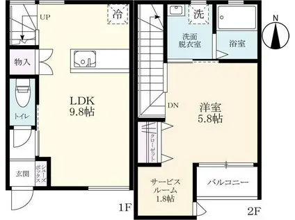 プレミアム上峰(1LDK/1階)の間取り写真