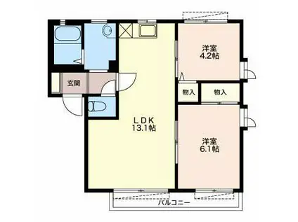 ガーデンコート千代田A(2LDK/1階)の間取り写真