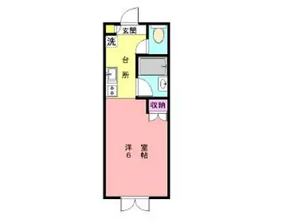 シャトル・アイA(ワンルーム/1階)の間取り写真