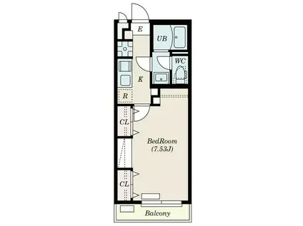 リュクス錦町(1K/4階)の間取り写真