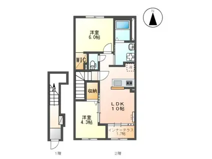 シェトワ(2LDK/2階)の間取り写真