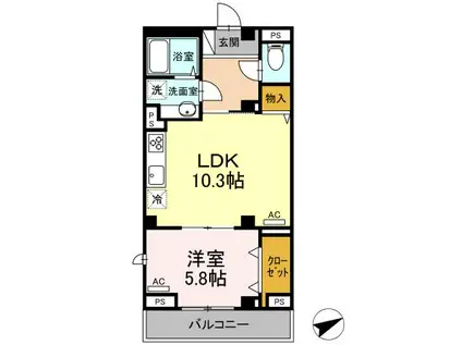 東武東上線 東武練馬駅 徒歩5分 4階建 築5年(1LDK/4階)の間取り写真