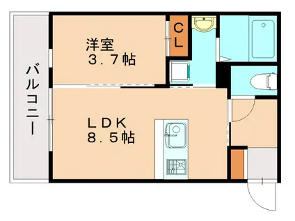 フィーリックス舞の里(1LDK/2階)の間取り写真