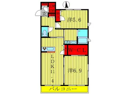 サンシャインコート(2LDK/2階)の間取り写真