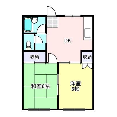 セイラBOX飯塚A(2DK/1階)の間取り写真