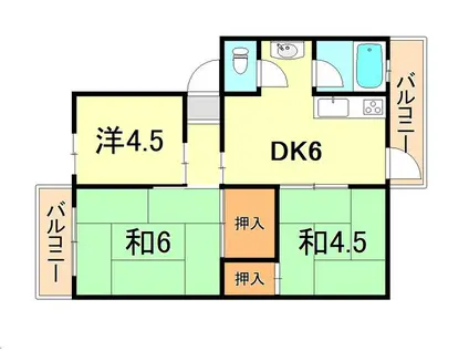 厚生年金A棟(3DK/3階)の間取り写真