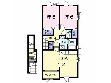 リュミエールI(2LDK/2階)の間取り写真