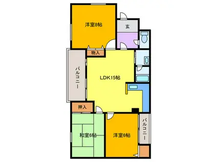 カーサヌーヴォ三国ケ丘(3LDK/3階)の間取り写真