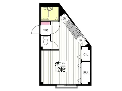 アロービル(ワンルーム/2階)の間取り写真