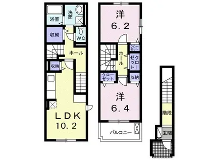 メゾン ド ペルール(2LDK/2階)の間取り写真