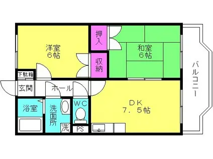 アメニティ中田III(2DK/3階)の間取り写真