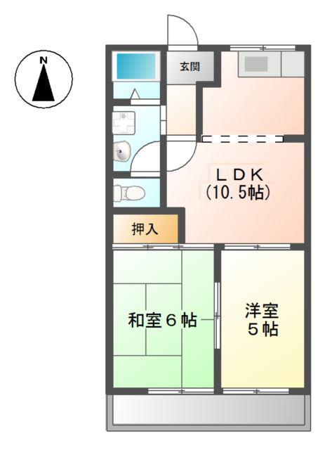 エスポワール柳森(2LDK/4階)の間取り写真