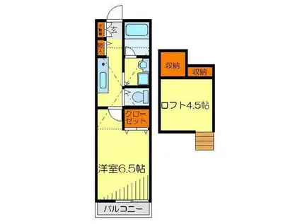 メゾンドマカロンII(1K/2階)の間取り写真