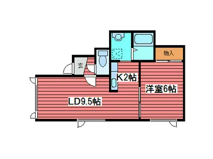 AT BRUNCH陽だまりと彩り(1LDK/2階)の間取り写真