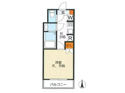 蕨テラス(1K/1階)の間取り写真