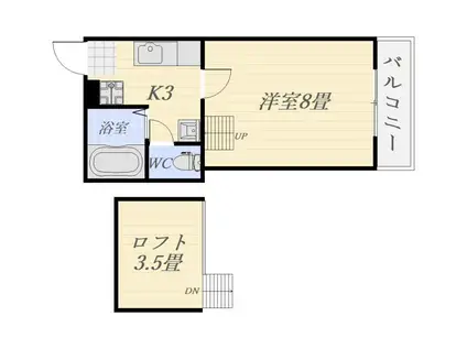 丸善高麗ハイツ(1K/5階)の間取り写真