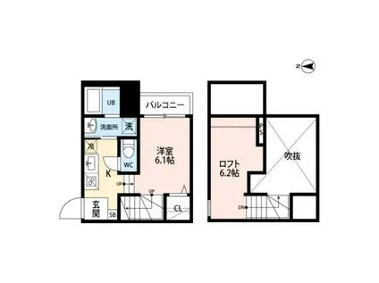 T.A水前寺5丁目(1SK/2階)の間取り写真