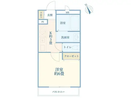 パルデンス赤羽(1K/3階)の間取り写真