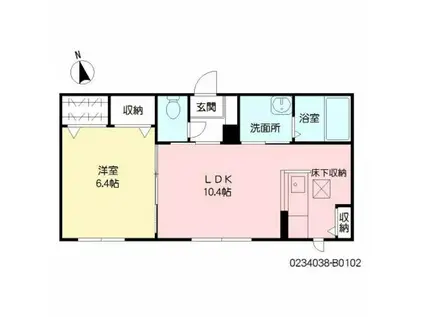 メゾン花咲  弐番館(1LDK/1階)の間取り写真