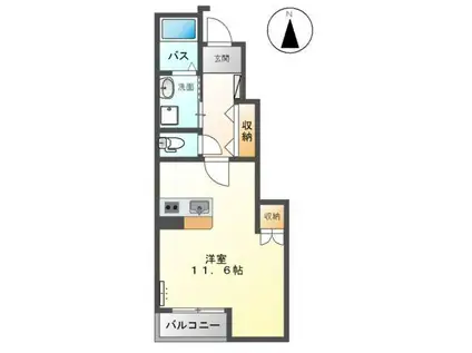 フェイバードパーク・III(ワンルーム/1階)の間取り写真
