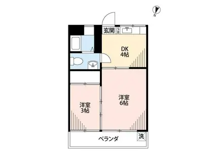 第2白楽マンション(2DK/2階)の間取り写真