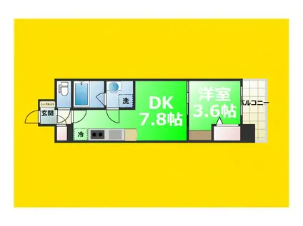 アーバネックス難波ウエスト(1LDK/15階)の間取り写真