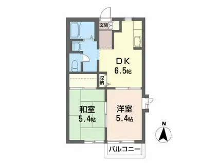 ルミエールコートIIIC(2DK/2階)の間取り写真